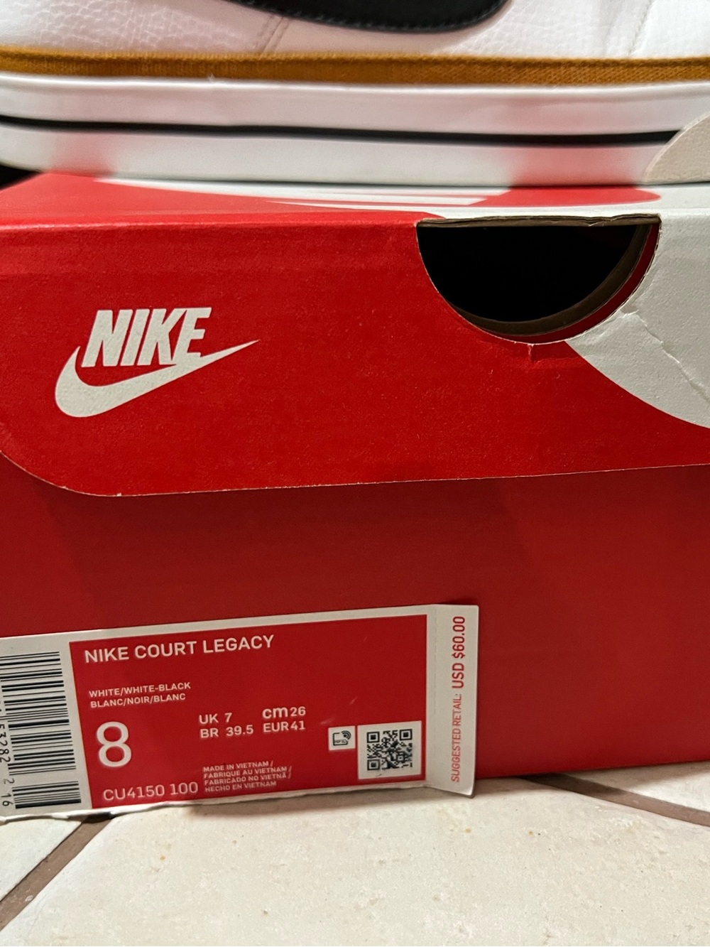 Nike Court Legacy Low-Top Sneakers with Black Swoosh and Brown Trim - Picture 4 of 5